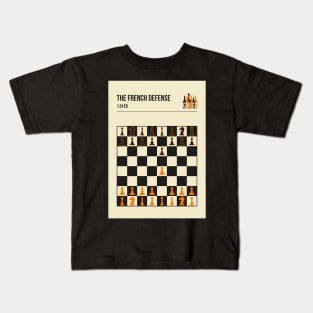 Chess The French Defence Minimalistic book cover chess opening art. Kids T-Shirt